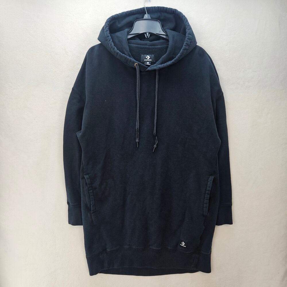 CONVERSE WOMEN'S MEDIUM BLACK HOODED SWEATER DRESS